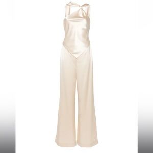 WORN ONCE. Retrofete Cream Jumpsuit with Wide-Leg Silhouette